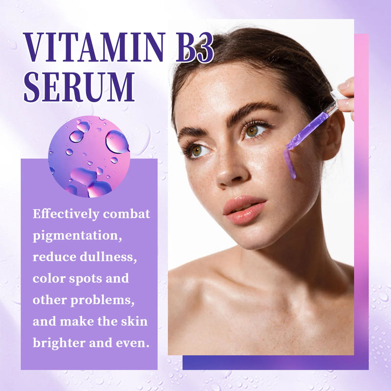 Vitamina B3 hidratante essência soro, clarear melanina pigmentação, desvanecer-se mancha escura, clareamento, poros, rejuvenescimento